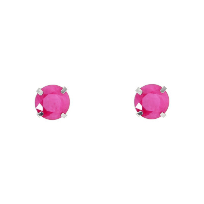 Boucles d'oreilles Or Blanc 750 Rubis 5mm