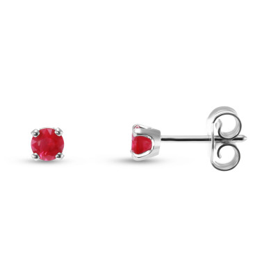 Boucles d'oreilles Or Blanc 750 Rubis Ronds 3.7mm