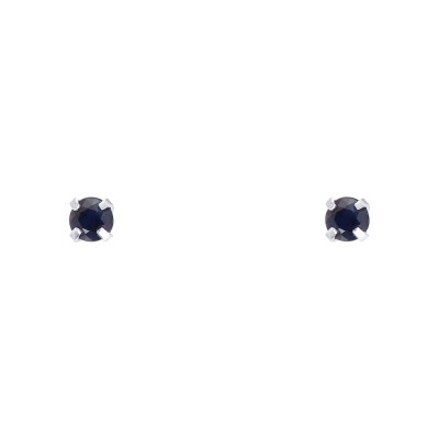 Boucles d'oreilles Or Blanc 750 Saphir 3mm