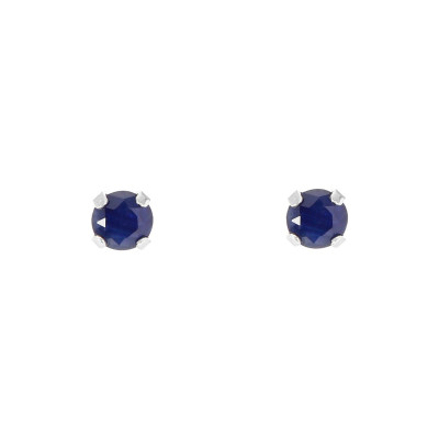Boucles d'oreilles Or Blanc 750 Saphir 4mm