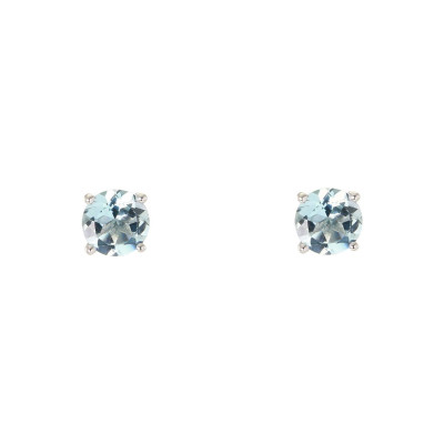 Boucles d'oreilles Or Blanc 750 Topaze bleue traitée 5mm