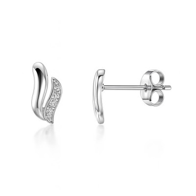 Boucles d'oreilles Or Blanc Diamant 0.01ct