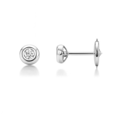 Boucles d'oreilles Or Blanc Diamant 0.10ct GSI