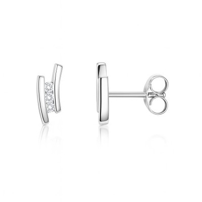 Boucles d'oreilles Or Blanc Diamant Trilogie