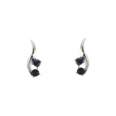 Boucles d'oreilles Or Blanc Saphir