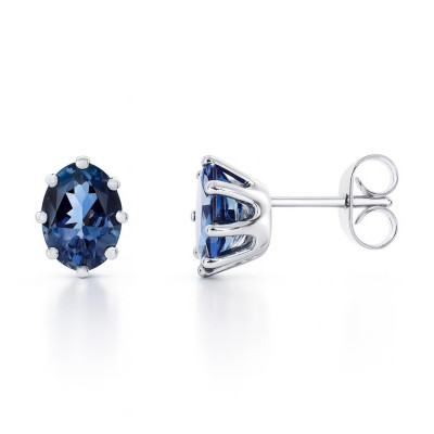 Boucles d'oreilles Or Blanc Tanzanite Ovales 8x6mm