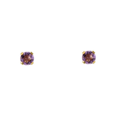 Boucles d'oreilles Or Jaune 375 Améthyste 4mm