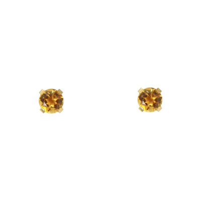 Boucles d'oreilles Or Jaune 375 Citrine 4mm