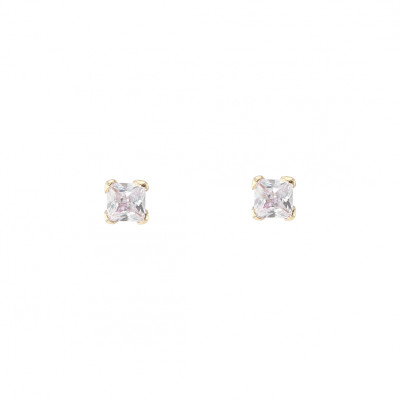 Boucles d'oreilles Or Jaune 375 Oxyde de Zirconium  Carré 3mm