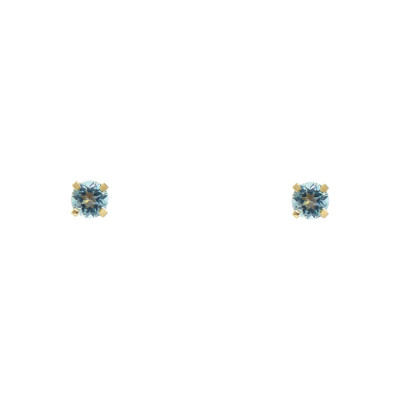 Boucles d'oreilles Or Jaune 375 Topaze bleue traitée 3mm
