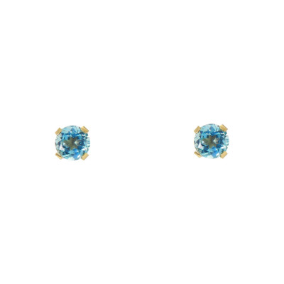 Boucles d'oreilles Or Jaune 375 Topaze bleue traitée 4mm