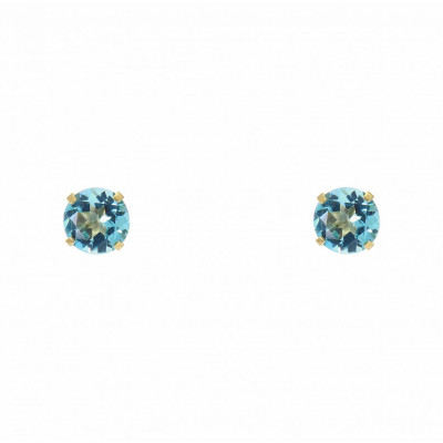 Boucles d'oreilles Or Jaune 375 Topaze bleue traitée 5mm