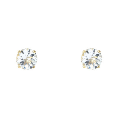 Boucles d'oreilles Or Jaune 750 Aigue Marine 6mm