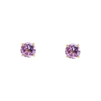 Boucles d'oreilles Or Jaune 750 Améthyste 5mm
