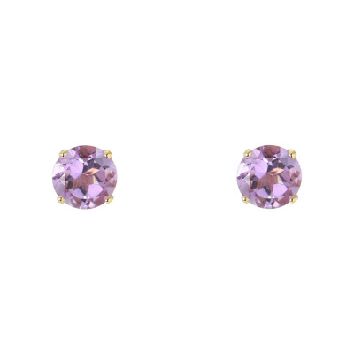 Boucles d'oreilles Or Jaune 750 Améthyste 6mm