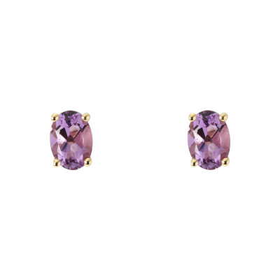 Boucles d'oreilles Or Jaune 750 Améthyste Ovale 7x5mm