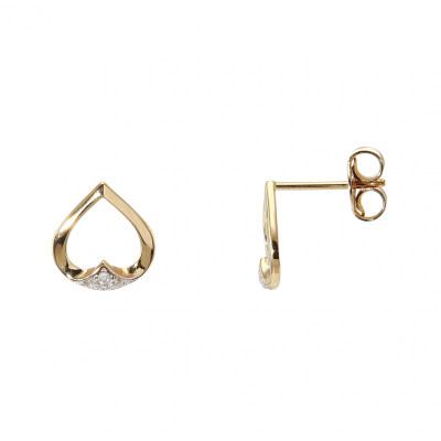 Boucles d'oreilles Or Jaune 750 coeur inversé et diamant