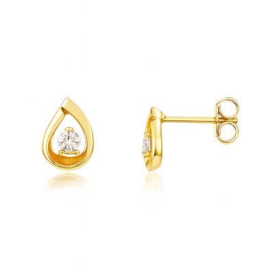 Boucles d'oreilles Or Jaune 750  Diamant  0.08 carat