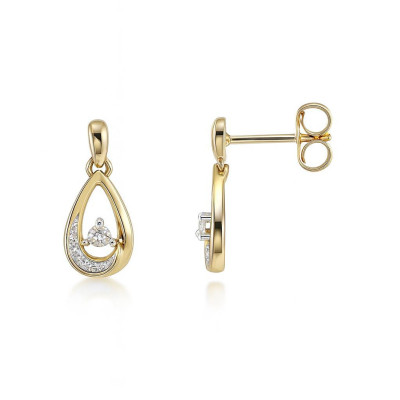 Boucles d'oreilles Or Jaune 750  Diamant  0.10 carat