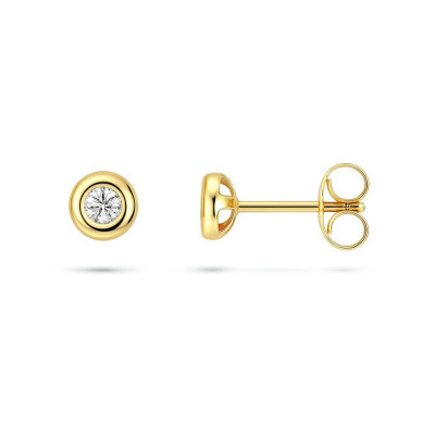 Boucles d'oreilles Or Jaune 750 Diamant 0.10ct