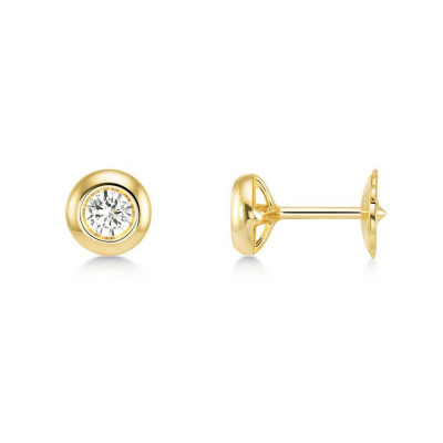 Boucles d'oreilles Or Jaune 750 Diamant 0.17 carat