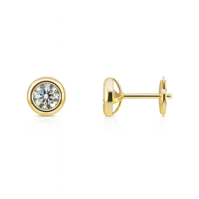 Boucles d'oreilles Or Jaune 750 Diamant 0.60 carat