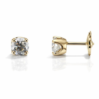 Boucles d'oreilles Or Jaune 750 Diamant 1.43 carat