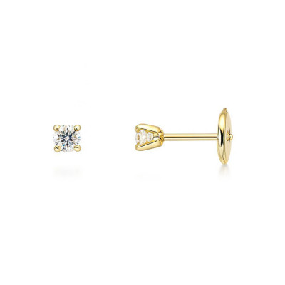 Boucles d'oreilles Or Jaune 750 Diamant 2x0.13 carat