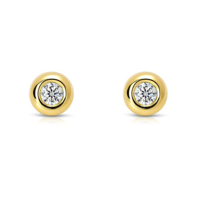 Boucles d'oreilles or jaune 750 diamants 0.15 carat