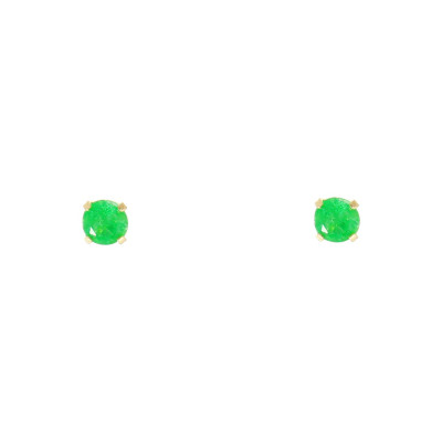 Boucles d'oreilles Or Jaune 750 Emeraude 3mm