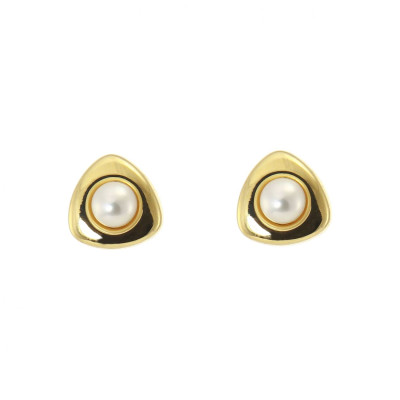 Boucles d'oreilles Or Jaune 750 et Perles de culture 3mm