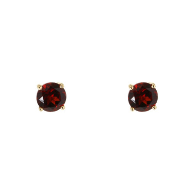 Boucles d'oreilles Or Jaune 750 Grenat 5mm