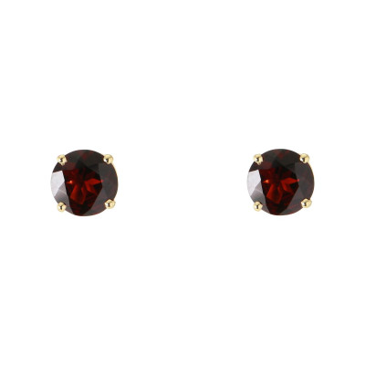 Boucles d'oreilles Or Jaune 750 Grenat 6mm