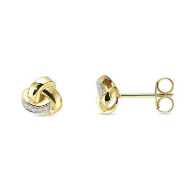 Boucles d'oreilles Or Jaune 750 motif entrelacé et diamants