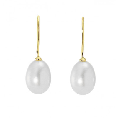 Boucles d'oreilles Or Jaune 750 Pendantes Perle de culture