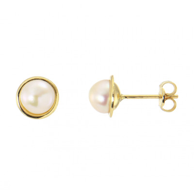 Boucles d'oreilles Or Jaune 750 Perle de culture 5.5mm