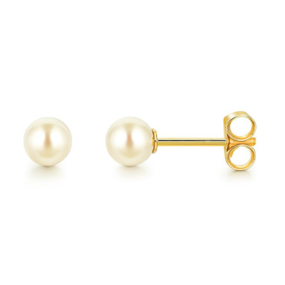 Boucles d'oreilles Or Jaune 750 Perle  de culture 5mm