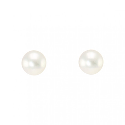 Boucles d'oreilles Or Jaune 750 Perles de culture 7.5mm AAA