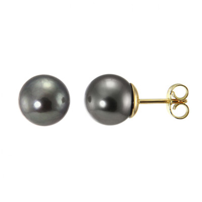 Boucles d'oreilles Or jaune 750 Perles de Tahiti 8.5mm