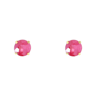 Boucles d'oreilles Or Jaune 750 Rubis 5mm