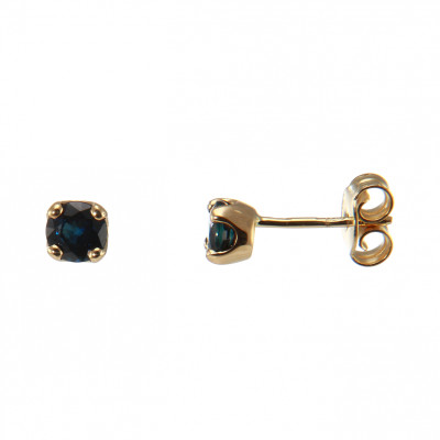 Boucles d'oreilles Or Jaune 750 Saphir Rond 4.5mm