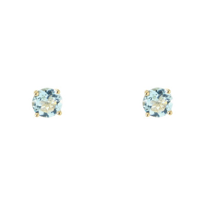 Boucles d'oreilles Or Jaune 750 Topaze bleue traitée 5mm