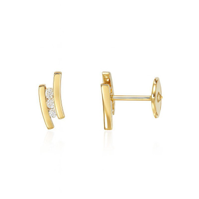 Boucles d'oreilles Or Jaune Diamant Trilogie