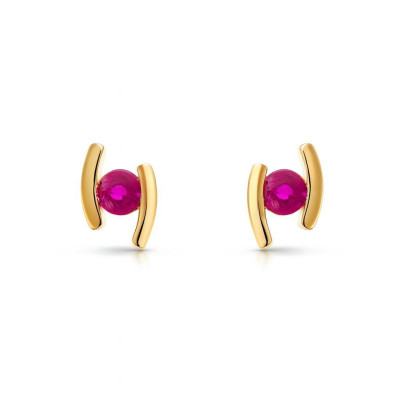 Boucles d'oreilles Or Jaune Rubis 3mm 