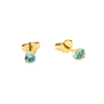Boucles d'oreilles Or Jaune Topaze Bleue Traitée 3mm