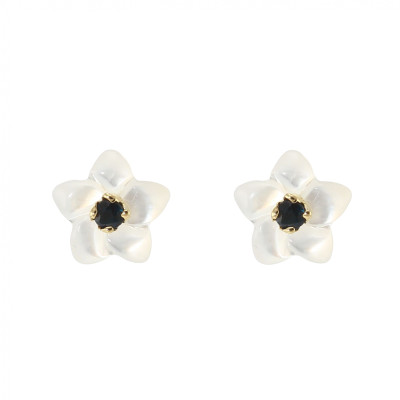 Boucles d'oreilles Or Saphir et Nacre