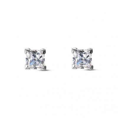 Boucles d'oreilles Oxyde de zirconium Carrés Or Blanc 375