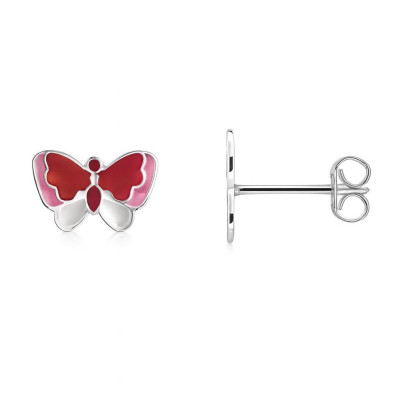 Boucles d'oreilles papillons émaillées en Argent 925