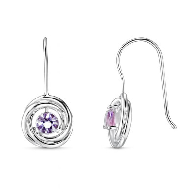 Boucles d'oreilles pendantes Améthyste en Argent 925