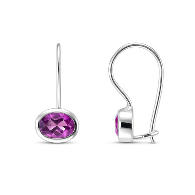 Boucles d'oreilles pendantes Améthyste ovales 7x5mm